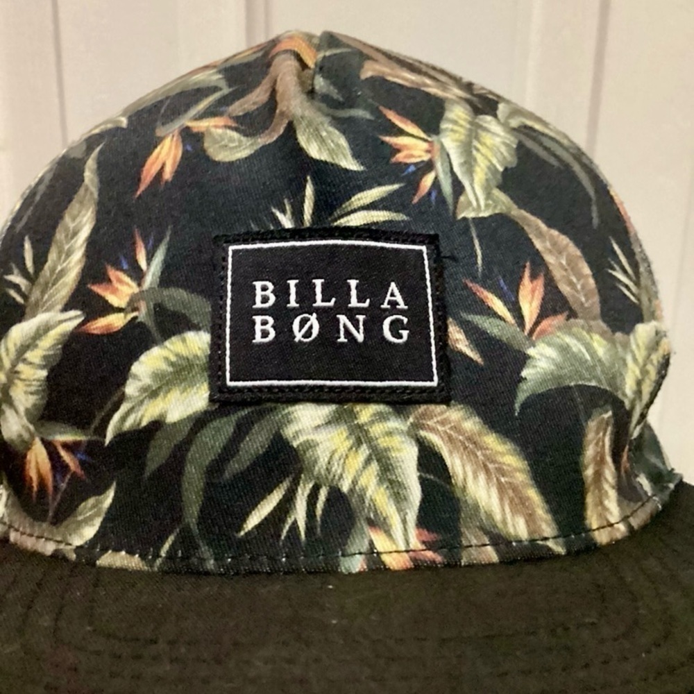 Billabong Floral Print Flat Brim Snapback Hat - Picture 2 of 7